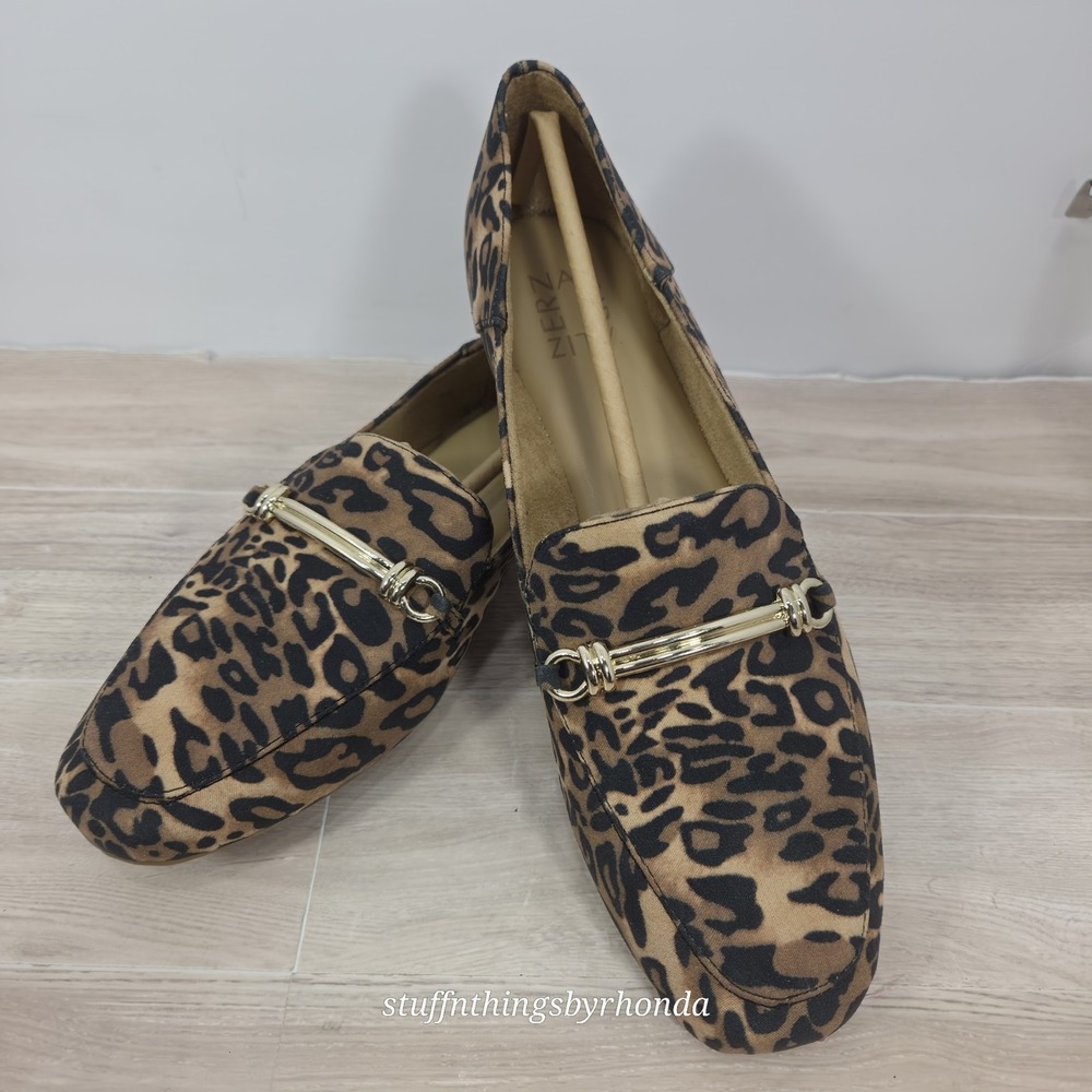 New Naturalizer Kari Cheetah Print Loafer 9M Women Slip on Flat Shoes Faux Suede